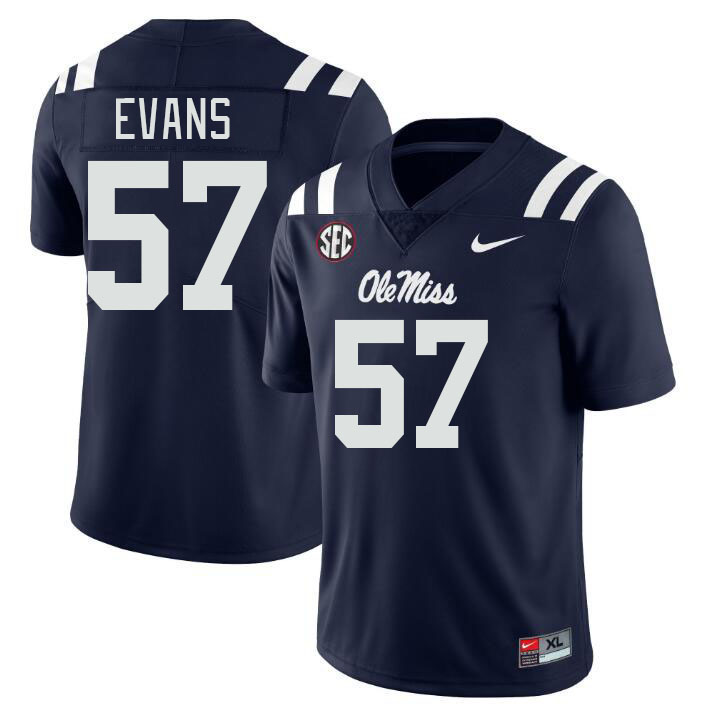 Men #57 Paris Evans Ole Miss Rebels College Football Jerseys Stitched-Navy